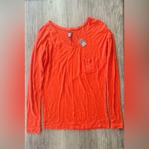 Aerie Neon Orange Long Sleeve Top Size Small